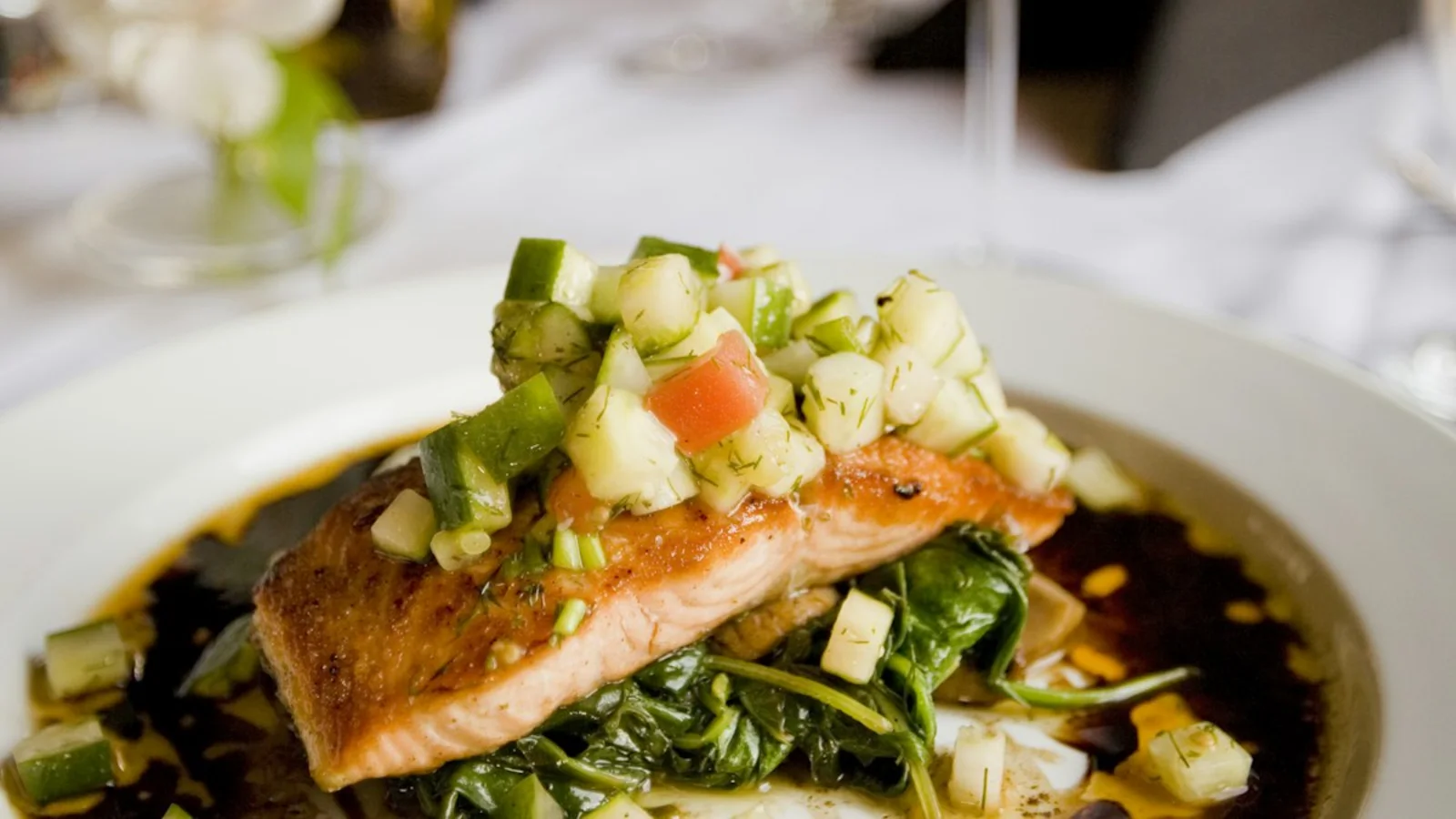 Pan-Seared Salmon with Cucumber Salsa